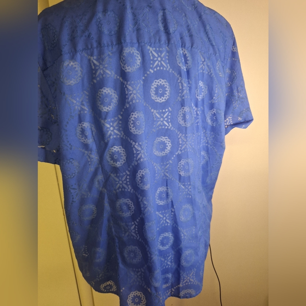 Alfred Dunner Blue Blouse with White Embellished Tank Size 14 - Picture 5 of 7